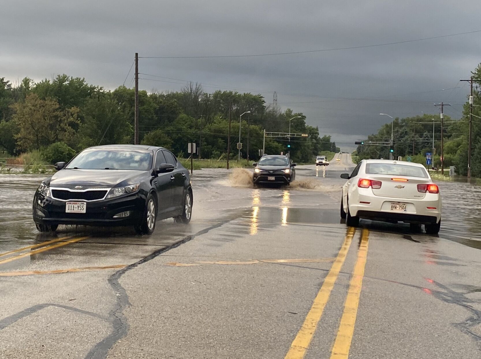 Monday rainfall covers parts of Highway 38 with water